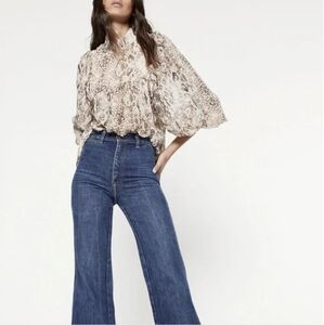 BARDOT Snake Print Long Sleeve Blouse Size XS